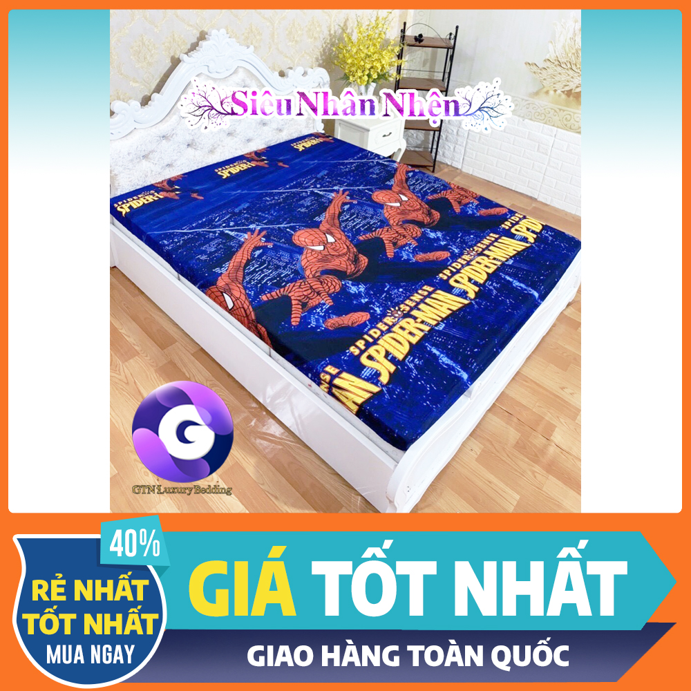 combo 5 món chăn ga gối người nhện M6 chất liệu cotton poly