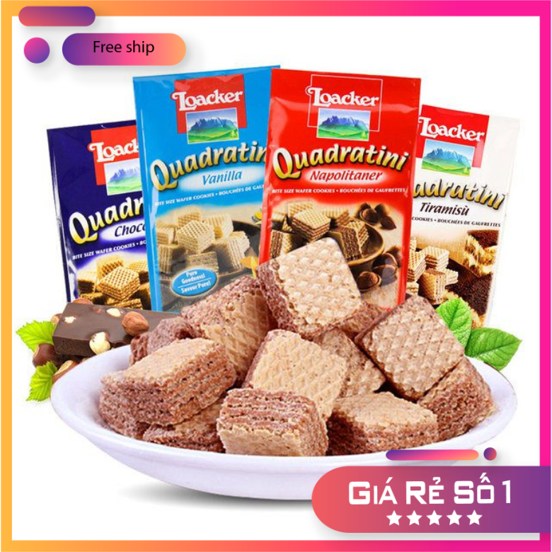 Bánh Xốp Loacker Quadratini 125gr 4 vị