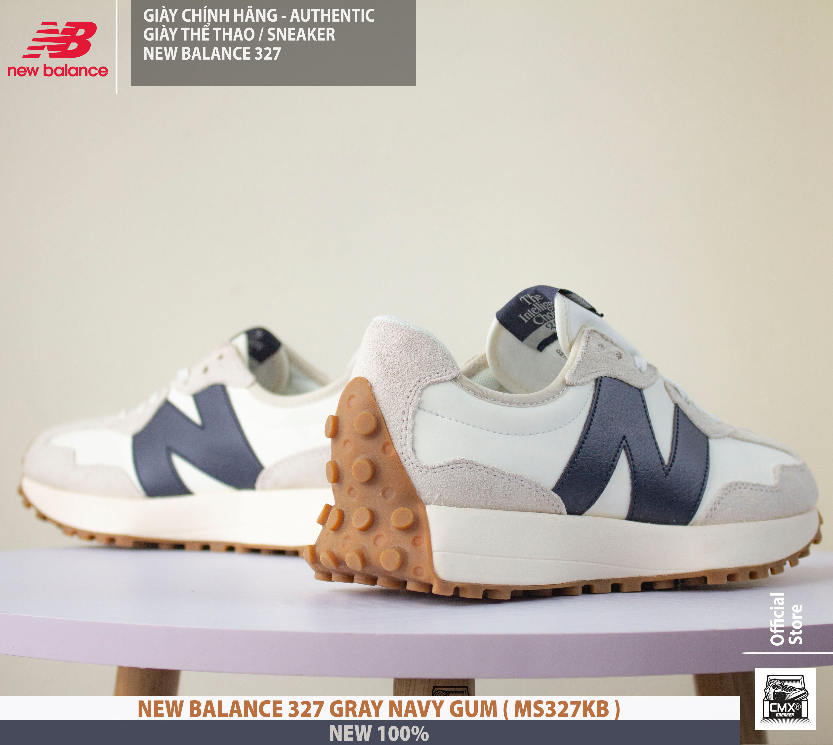 😘 [ HÀNG CHÍNH HÃNG CÓ SẴN ] Giày New Balance 327 WHITE NAVY GUM ( MS327KB ) - AUTHENTIC 100%