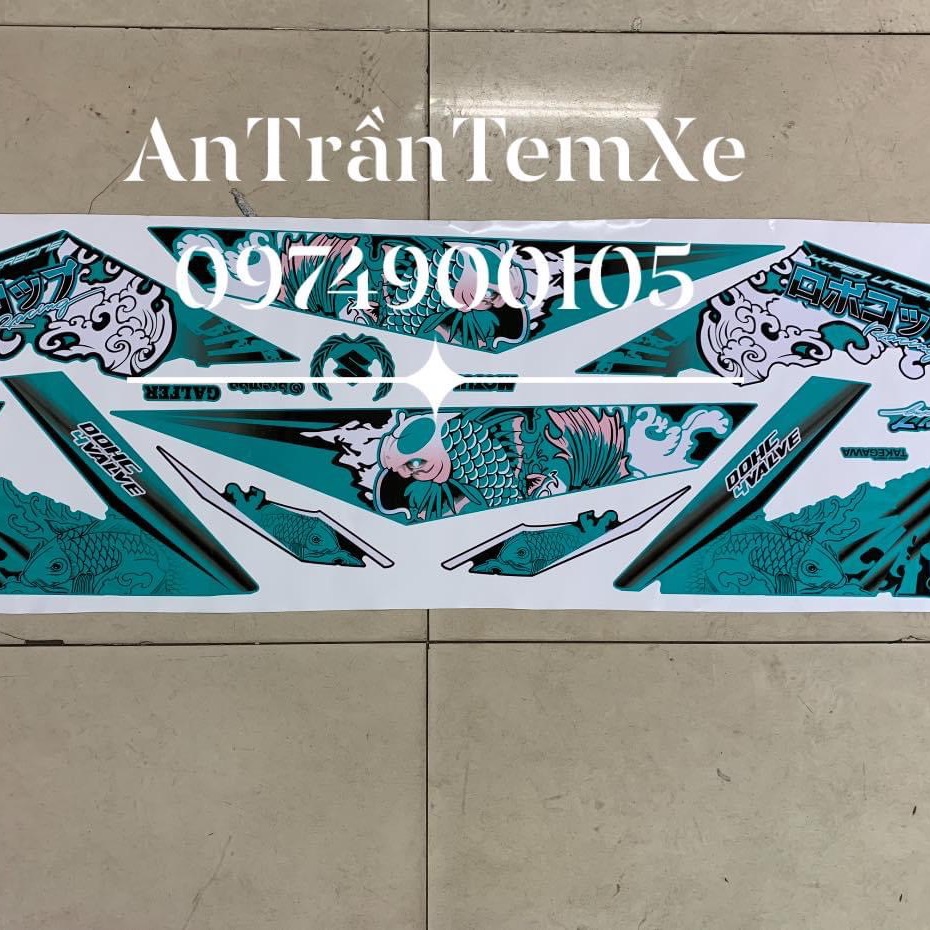 [HCM]Tem rời satria- raider cá chép hoá rồng xanh lục bảo