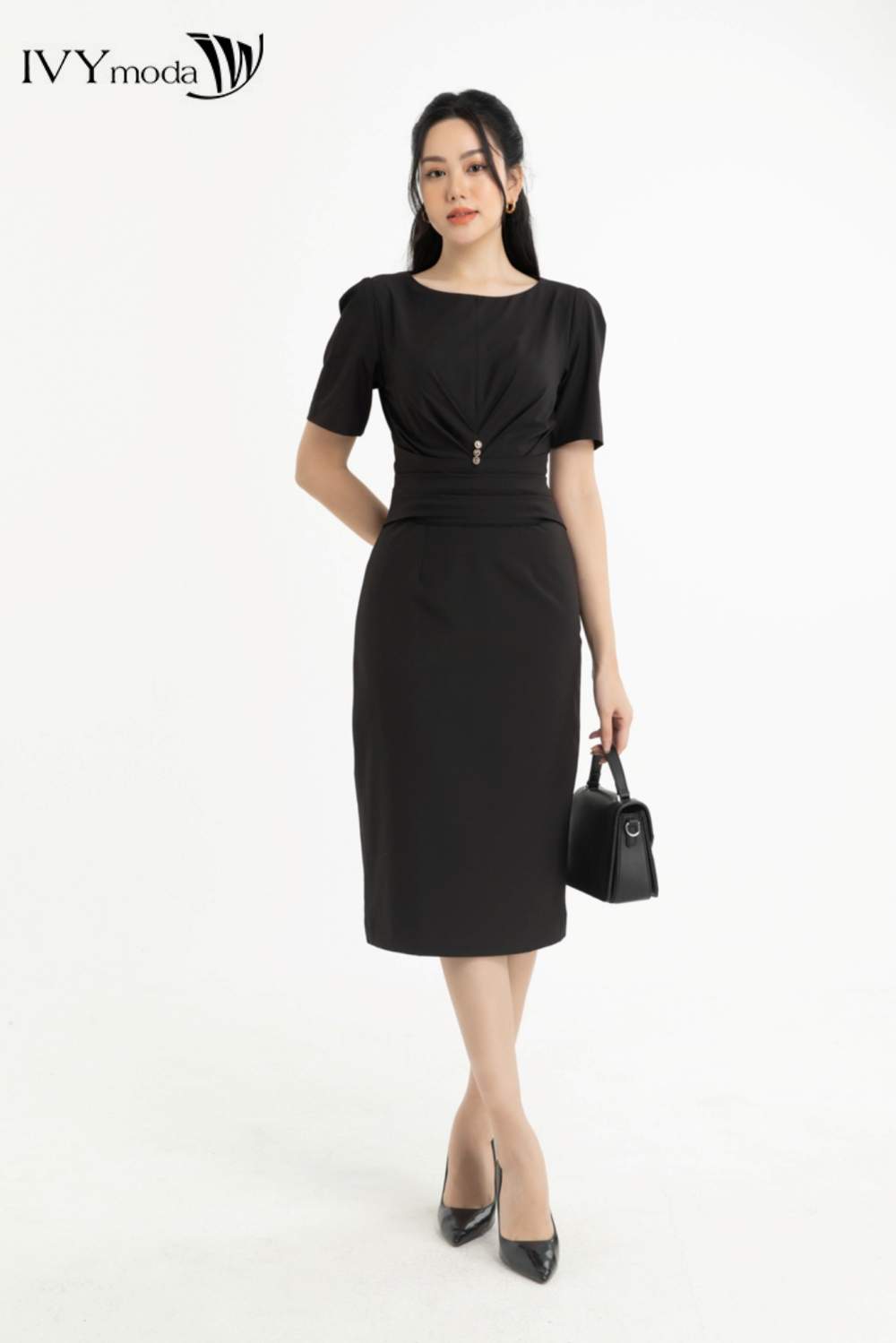 Đầm ôm eo xếp ly ivy moda ms 48m7559