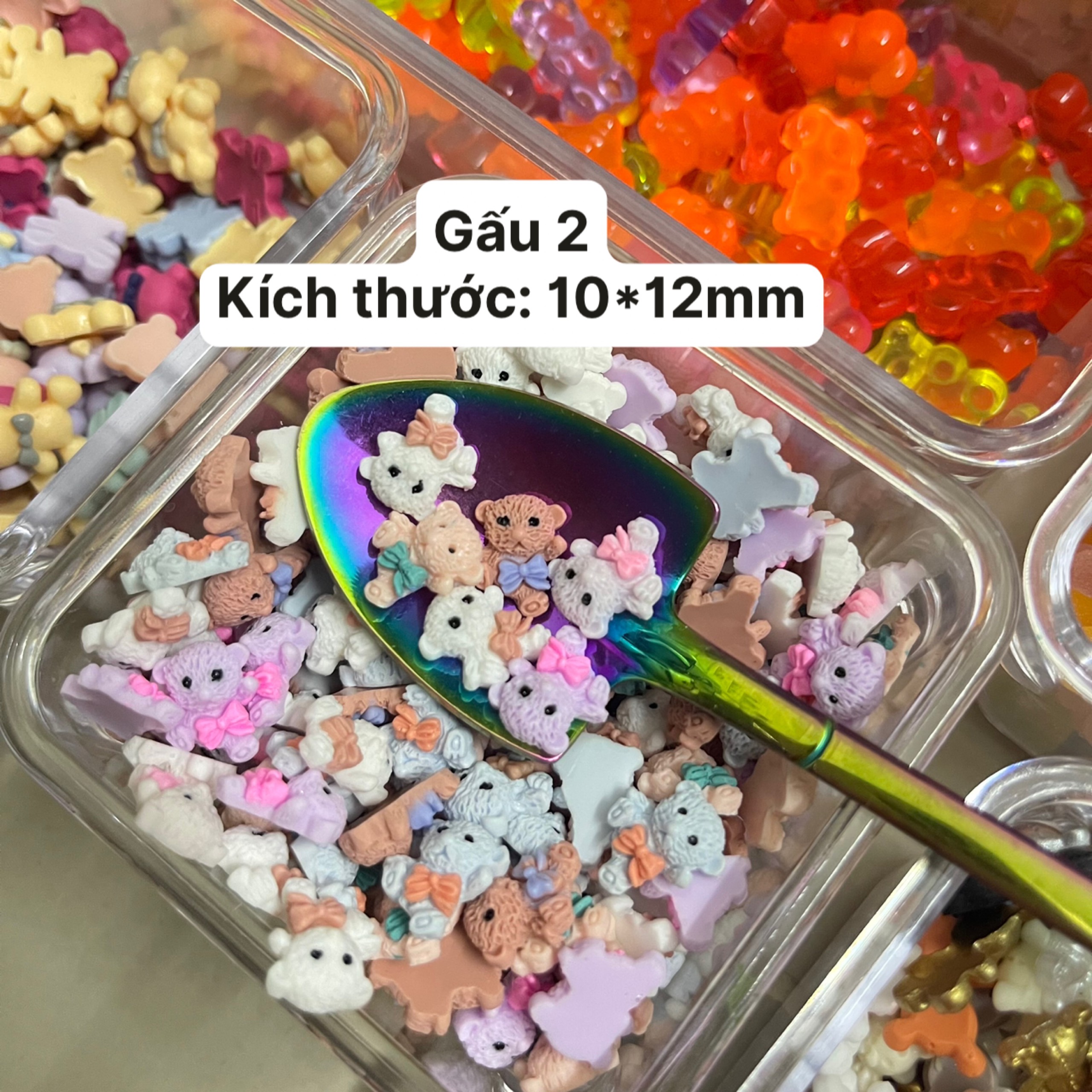 Set 30 charrm gấu nhựa các kiểu trang trí móng