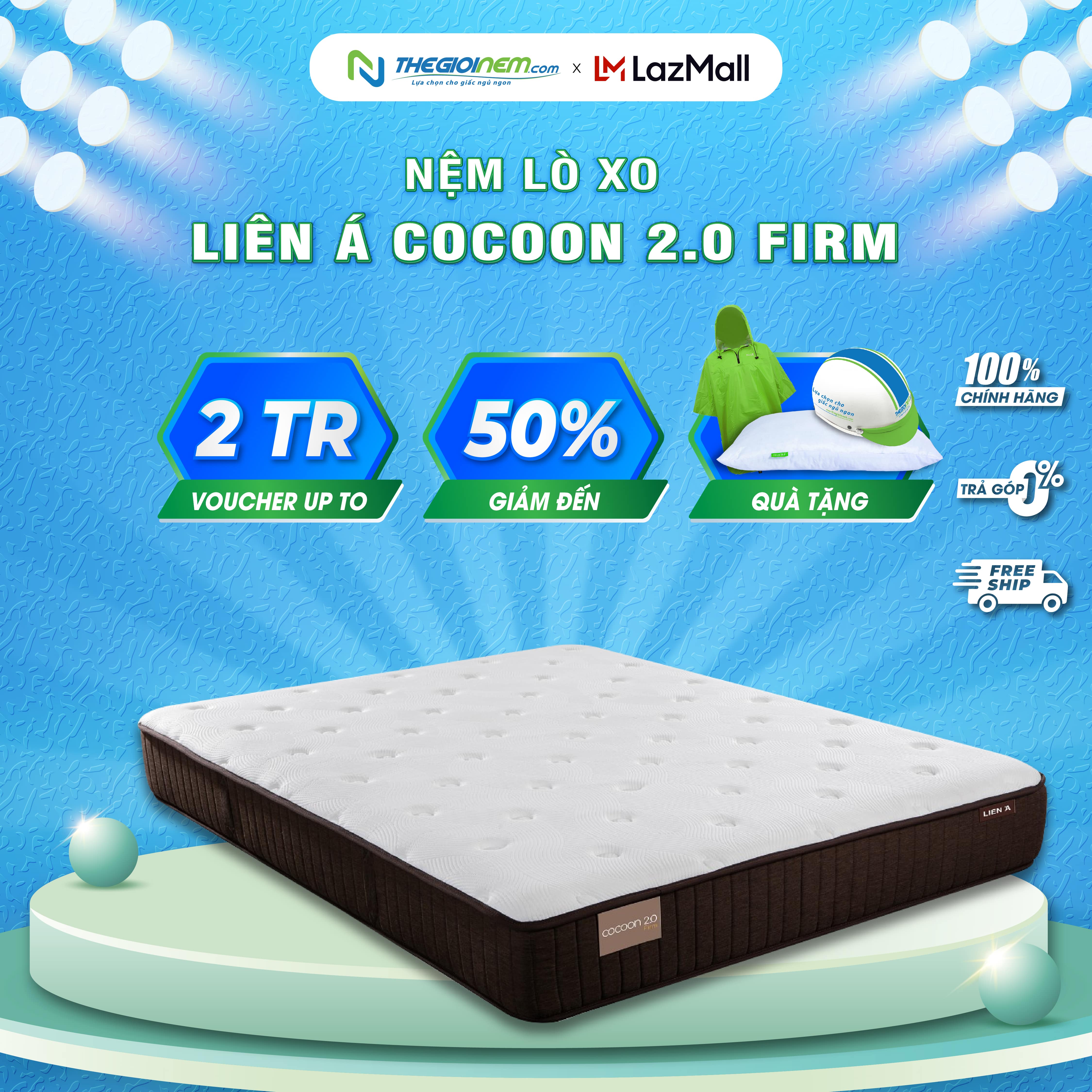 [Trả góp 0%] Nệm Lò Xo Liên Á COCOON 2.0 FIRM-25cm