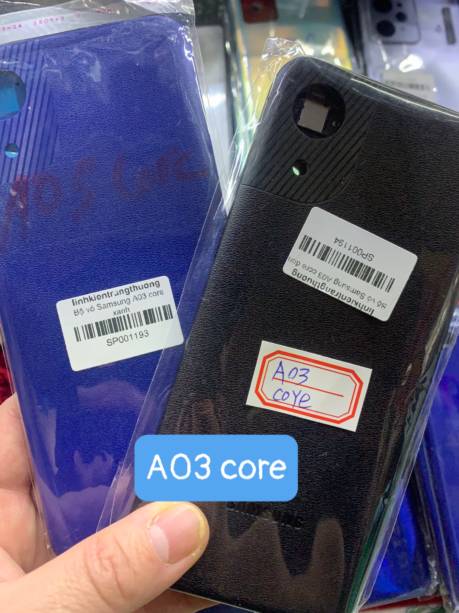 Full Bộ xương vỏ Zin samsung A03 core / gồm xương, lưng, kính cam. khay sim, phím bấm