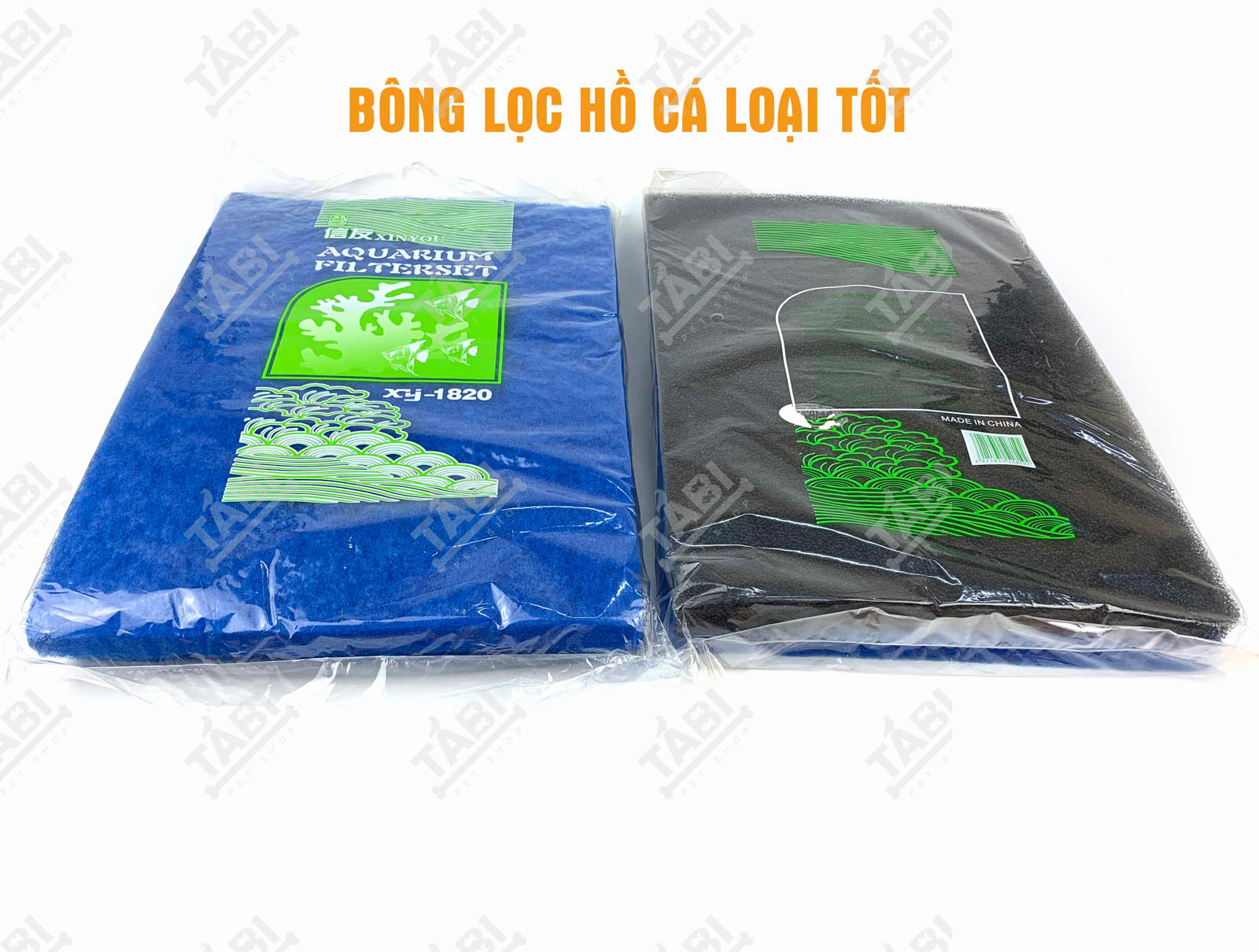 Bông Gòn Lọc Nước XY-1820A (1 Xanh1 Đen) Cao Cấp Cho Hồ Cá 45 X 30 X 4.5 Cm.