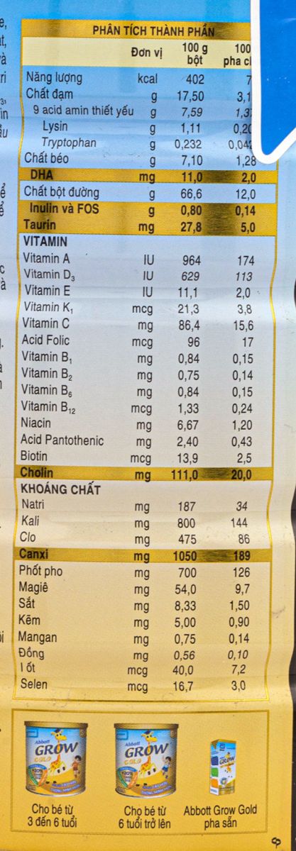 Sữa bột Abbott Grow Gold 3+ 900g