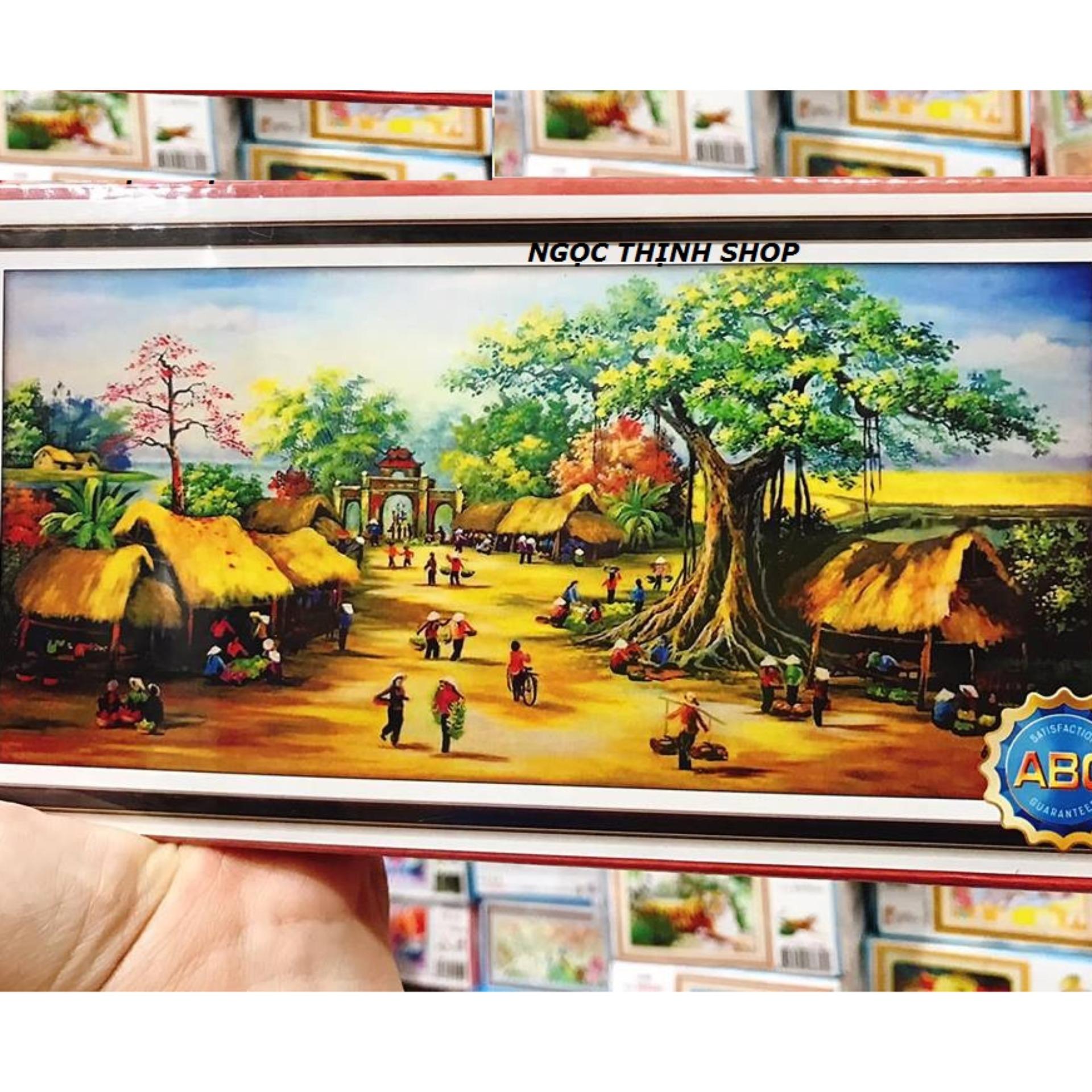 Tranh gắn đá chợ quê việt nam Y8157 - KT: 120x60cm