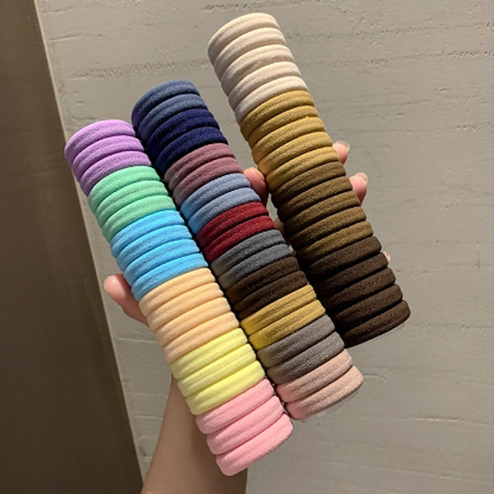 Set 20 Dây Cột Tóc Cao Su Thời Trang Mùa Hè Cho Nữ , Combo 20 Dây Thun Vải Cột Tóc Kèm Ống Nhựa Màu Trơn Giá Rẻ