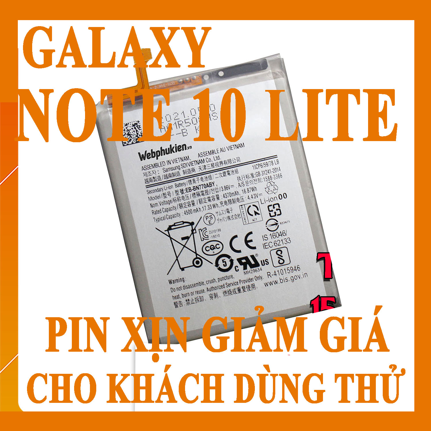 Pin Scud cho Samsung Galaxy Note 10 Lite dung lượng 4500 mAh