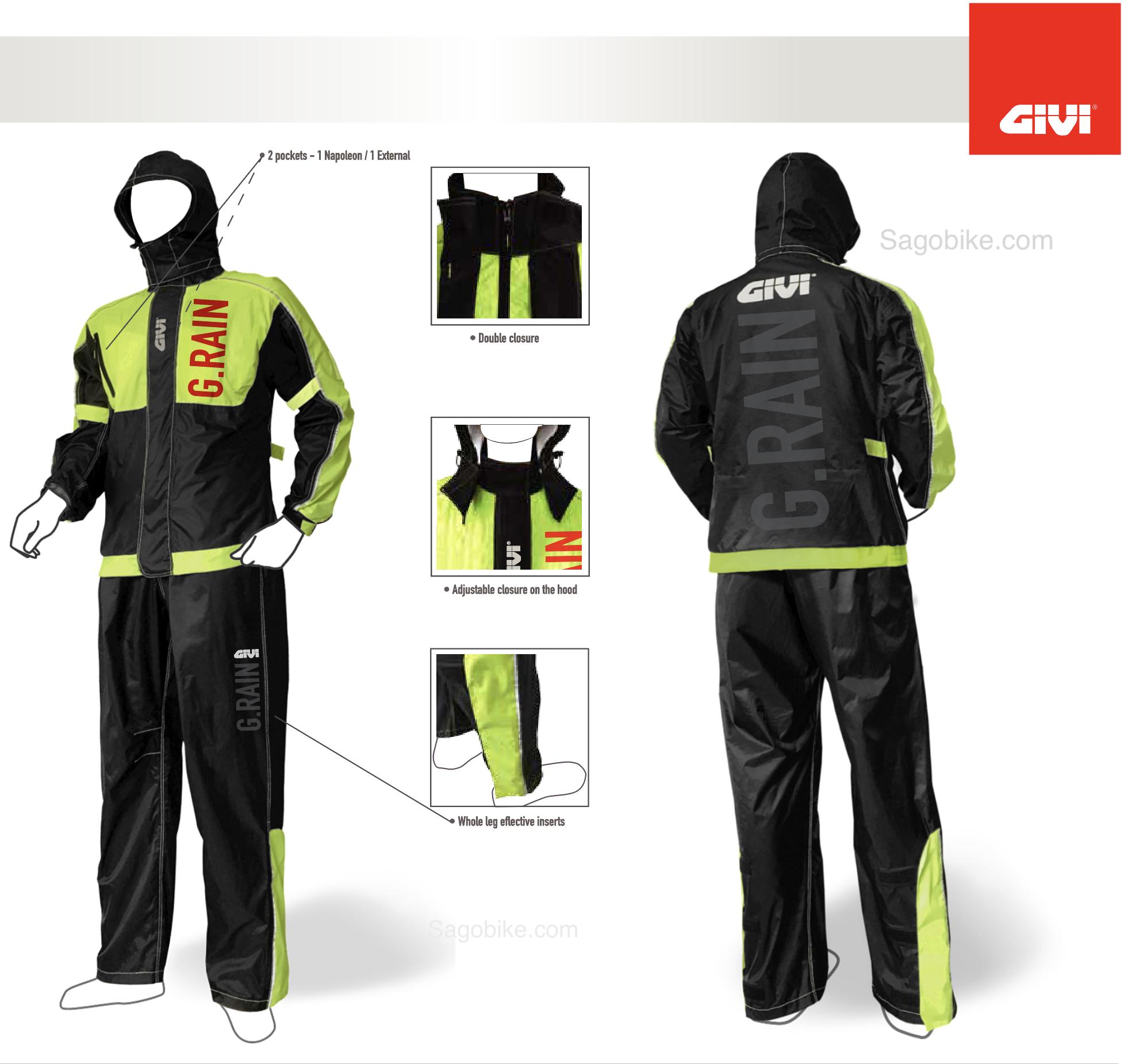 Áo mưa bộ Givi G-Rain Givi GRA01.AX áo mưa bộ chống thấm cao cấp áo mưa bộ chính hãng Givi