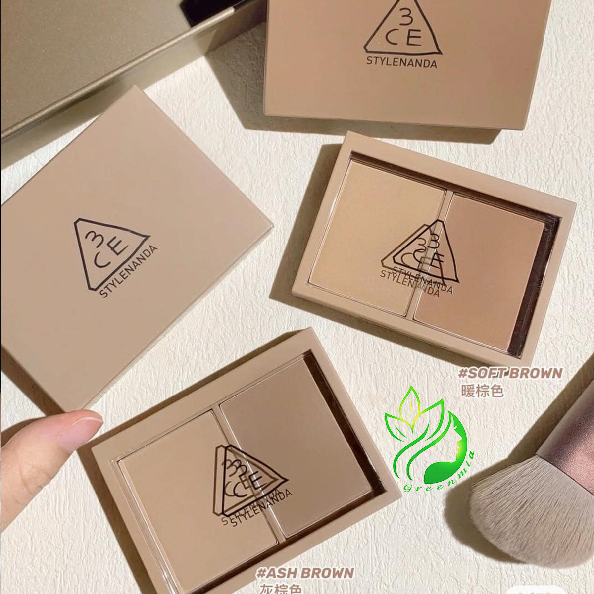 Phấn Tạo Khối 3CE Contour Shading 8.5g #SOFT BROWN #ASH BROWN [CHÍNH HÃNG CHECK HIDDEN TAG]