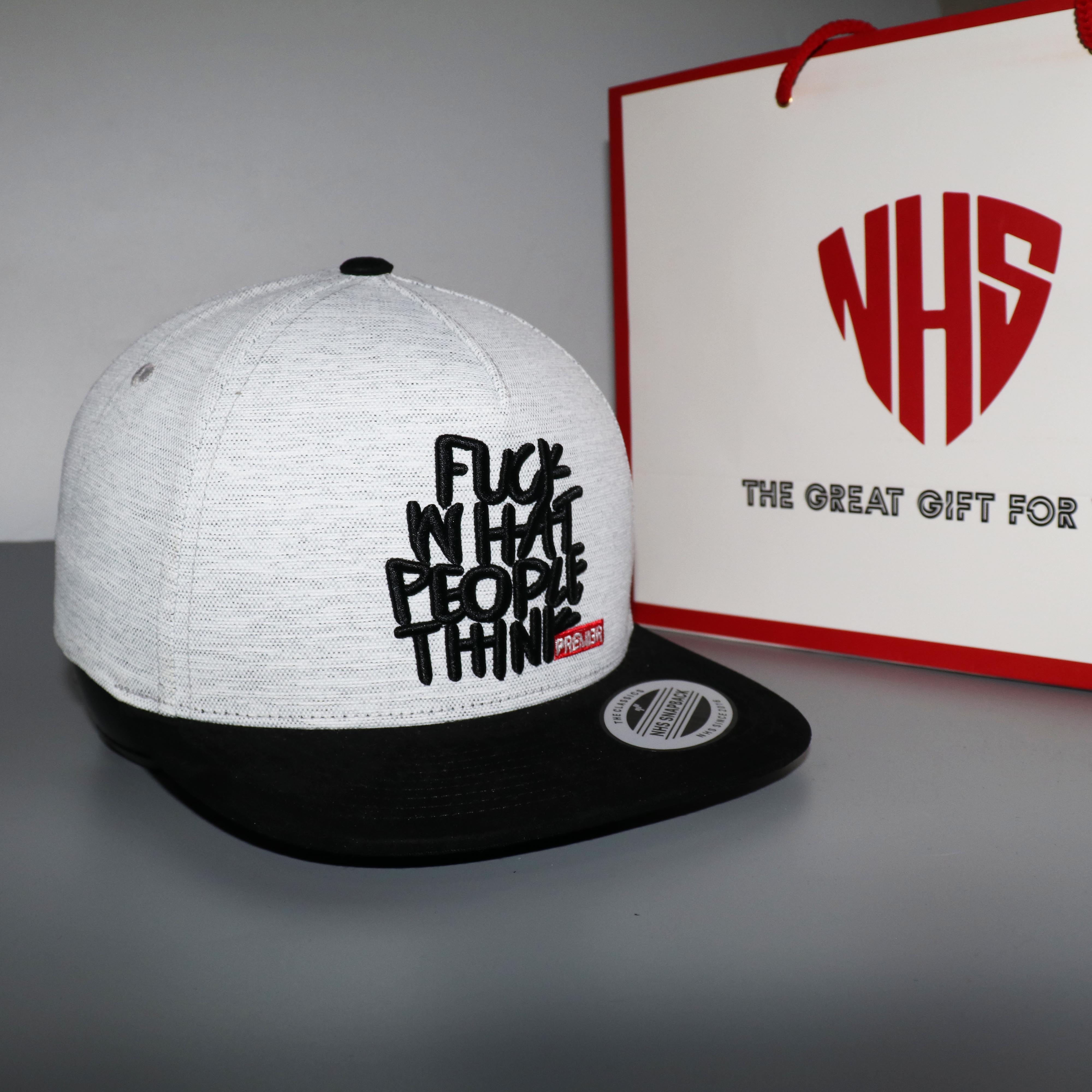 Nón Snapback NHS FW001 Mặc Kệ Người Khác Nghĩ Gì Silver .