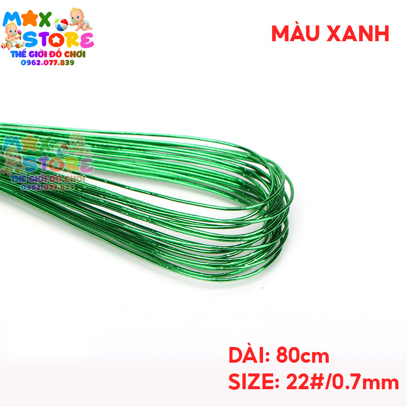Bó 20 sợi thép mỏng kẽm xi màu làm hoa làm cây kim tiền handmade
