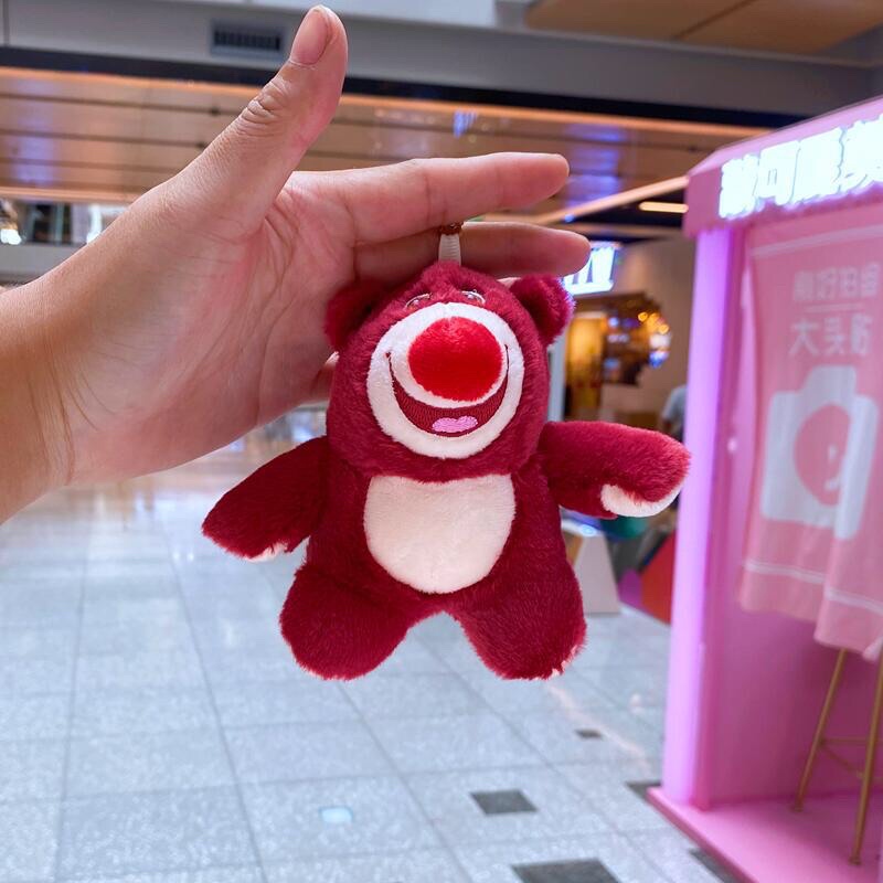 Móc chìa khoá gấu dâu hồng lotso nhồi bông đáng yêu De Perier