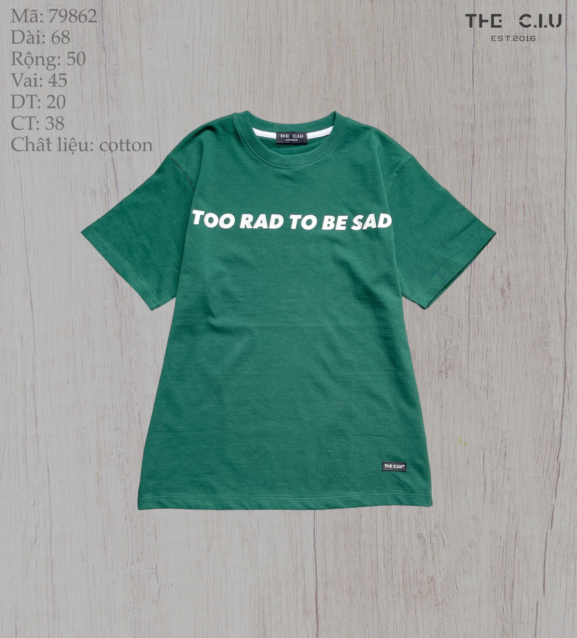 Áo thun form rộng in chữ THE CIU - Too Rad Tee