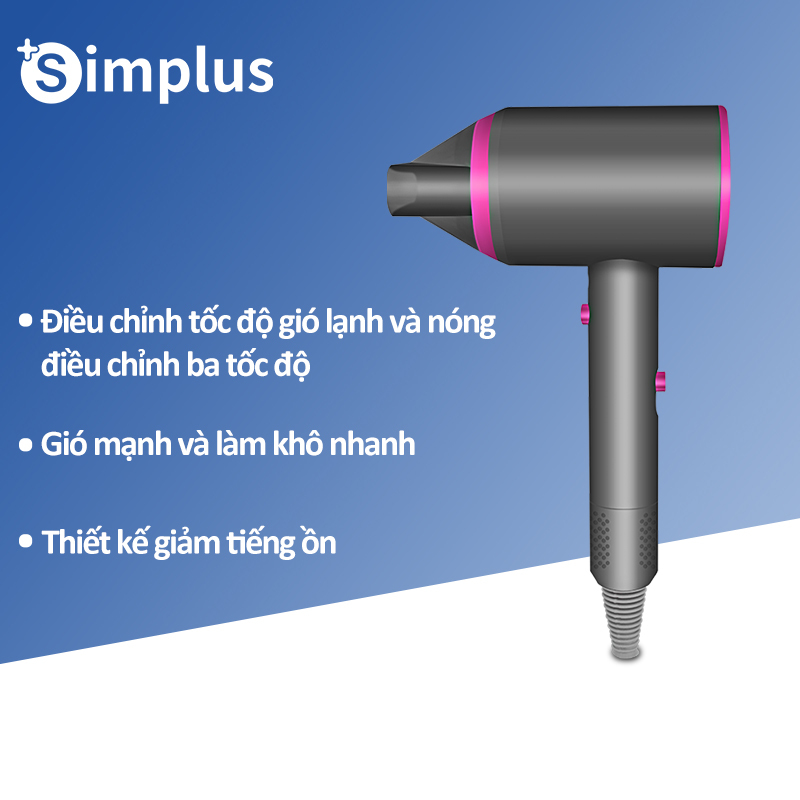 Simplus Máy sấy tóc tạo kiểu tóc 3 tốc độ điều chỉnh 1250W  tiện lợi cho gia đình du lịch Nhiệt Độ Không Đổi Tiếng Ồn Thấp cao cấp