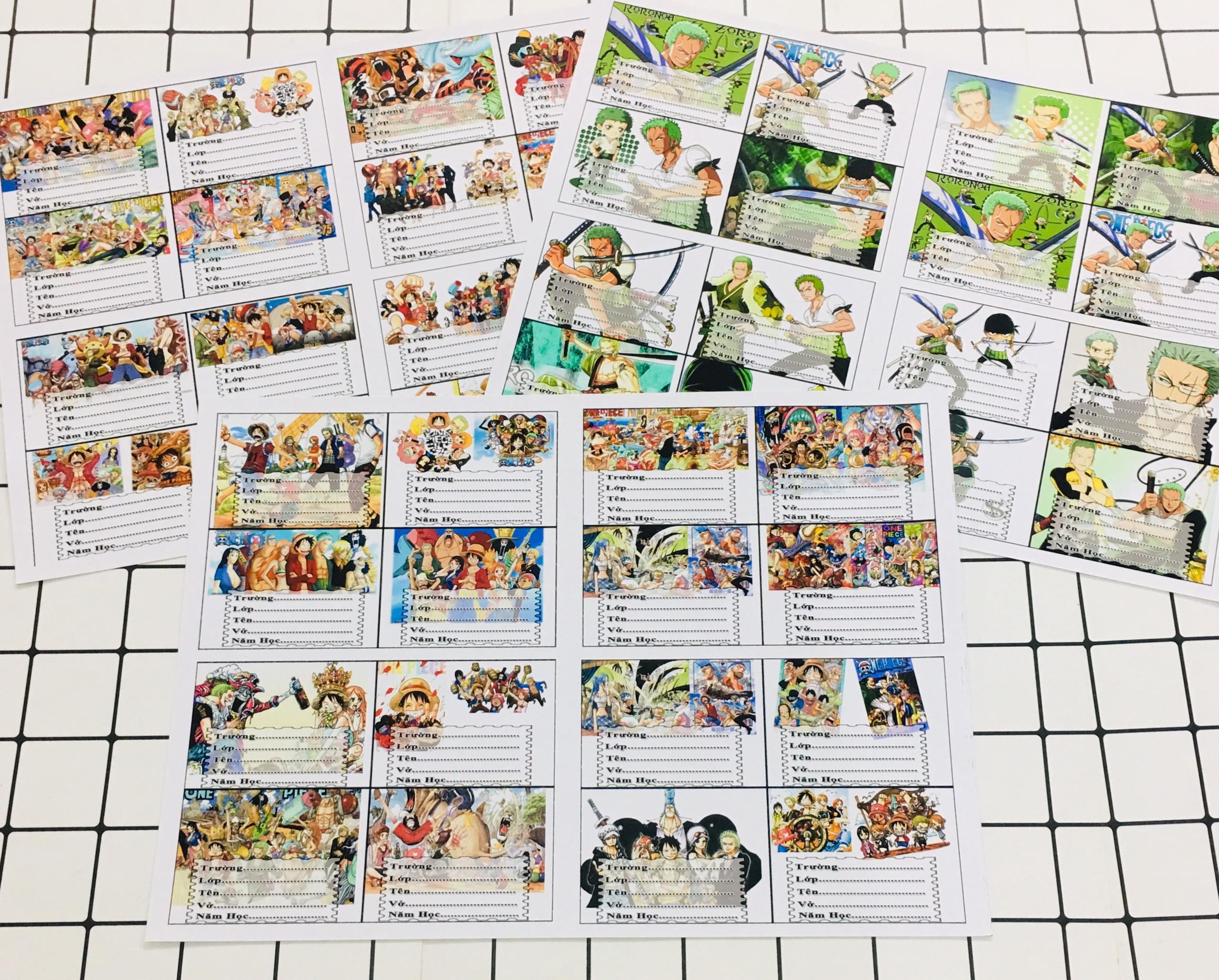 Combo 80 nhãn vở One Piece
