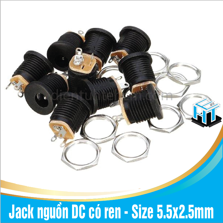 Set combo jack nguồn dc có ren - size 5.5x2.5mm