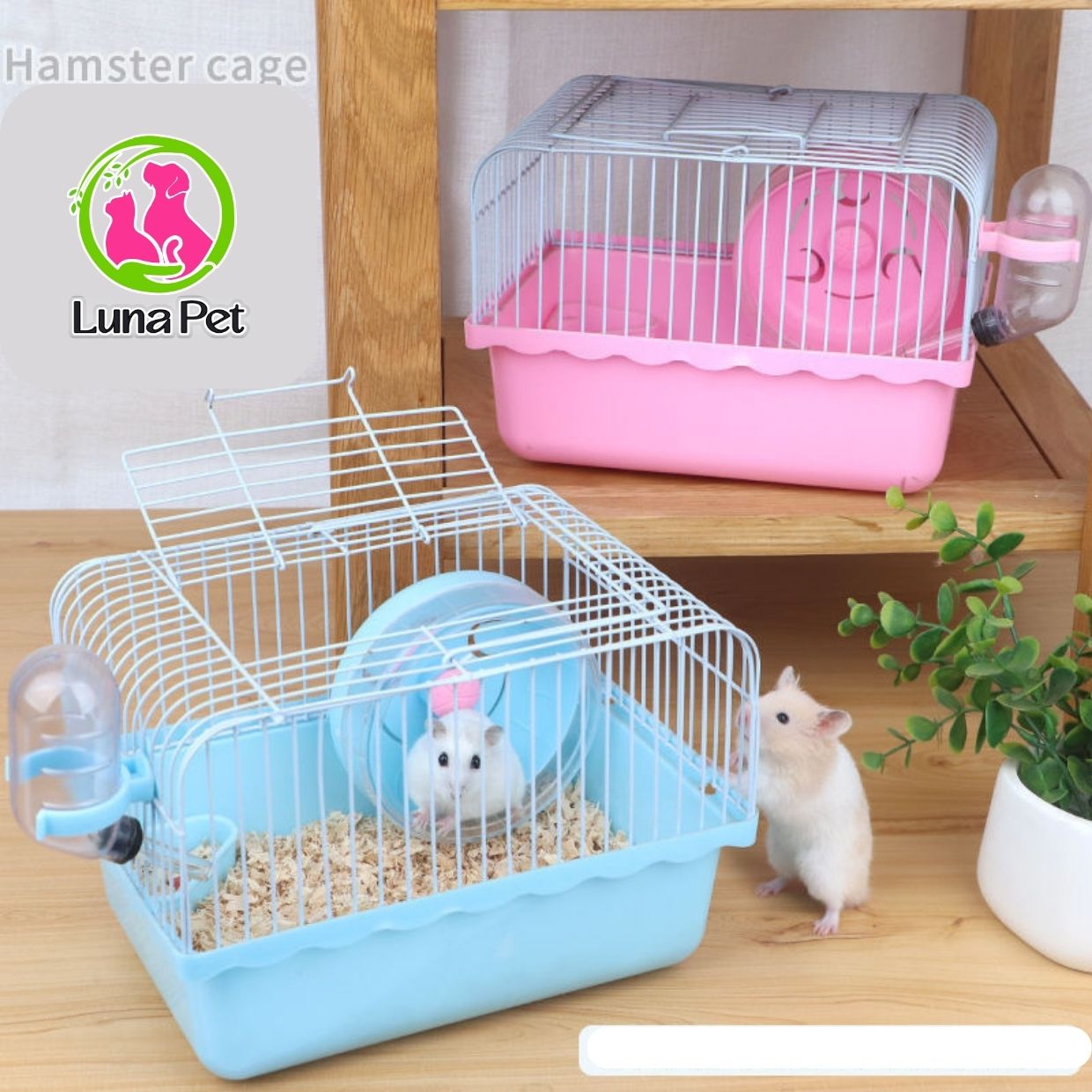 Lồng chuồng chuột hamster hai tầng đầy đủ phụ kiện nhiều màu Luna Pet LH01