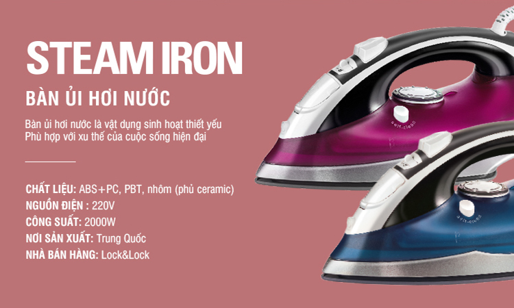 [HCM] Bàn Ủi Hơi Nước Lock&Lock ENI147PIK