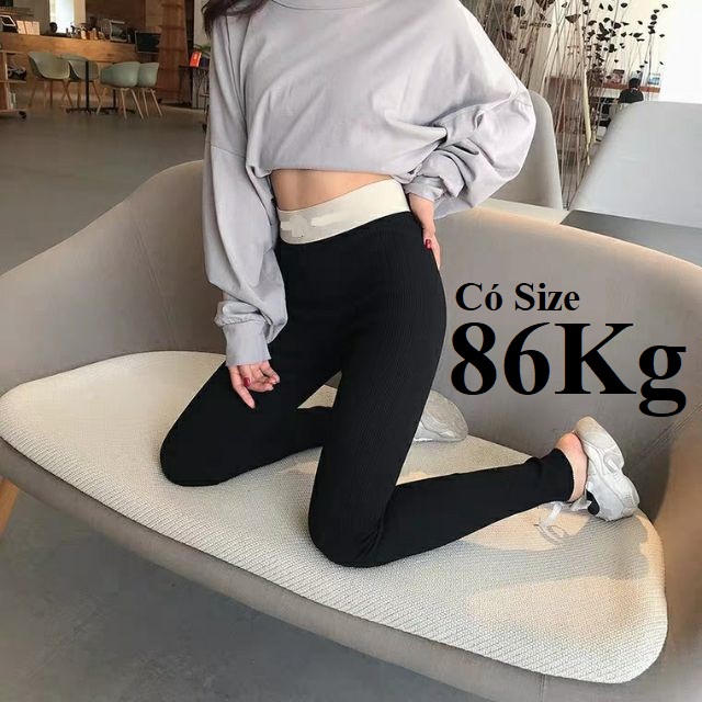 QUẦN LEGGING THUN GÂN TĂM Cạp Chữ Có Big Size 86KG quần legging len tăm quần legging thun tăm