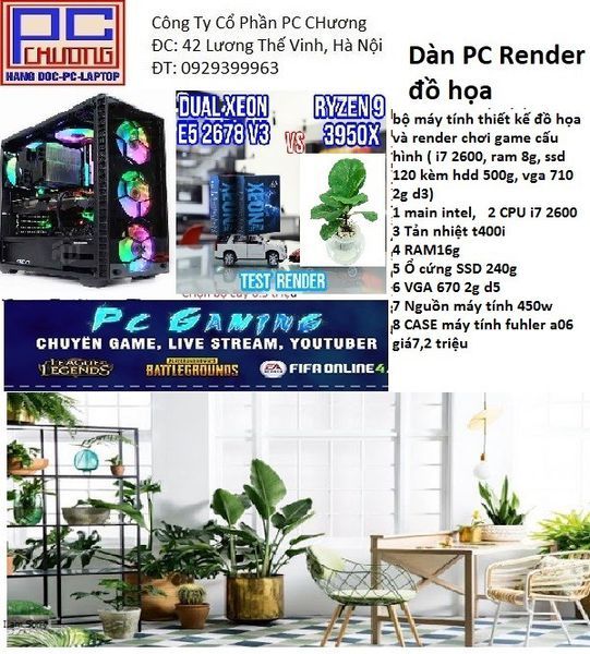 Bảng giá bộ máy tính thiết kế đồ họa và render chơi game cấu hình ( i7 2600, ram 16g, ssd 240g, vga 670) Phong Vũ