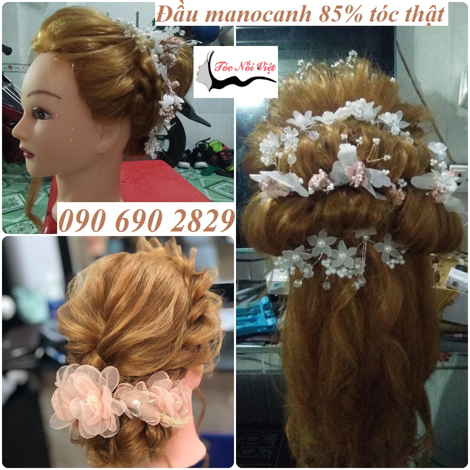 Đầu Manocanh học làm tóc và trang điểm cô dâu 85% tóc thật