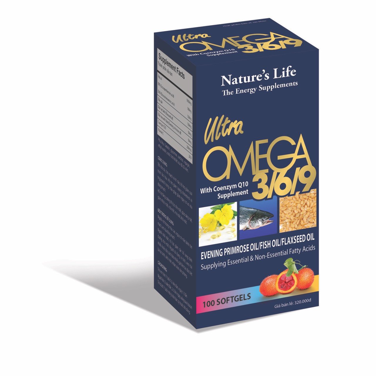 Viên Dầu Cá Omega 369 Nature Life Bổ Não, Sáng Mắt, Khỏe Mạnh Tim Mạch, Tăng Cường Trí Nhớ - Hộp 100 Viên Thành Phần Dầu Cá 1000mg, EPA 180mg, DHA 120mg