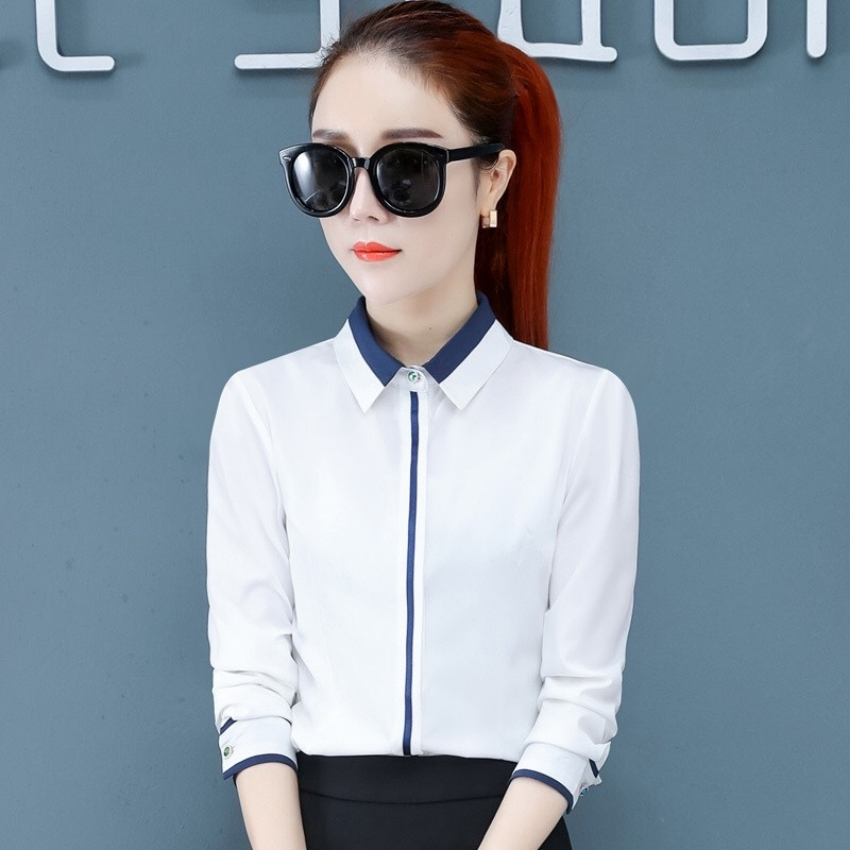 Áo sơ mi nữ công sở phối viền xanh đen Mẫu FS977 Thời trang EMEY LUXURY Chất vải đẹp