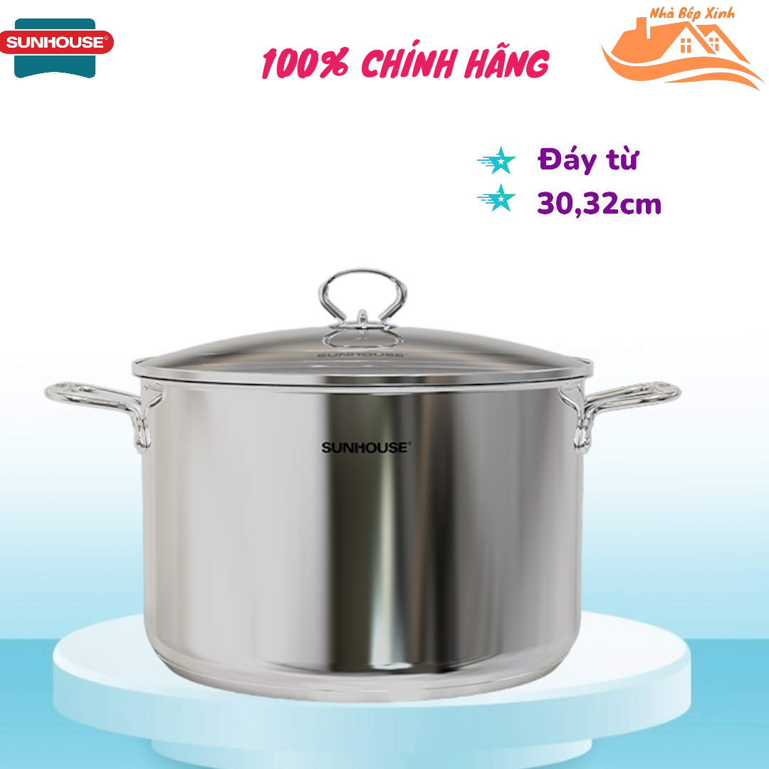 Nồi inox 1 đáy sunhouse size lớn 30-32cm