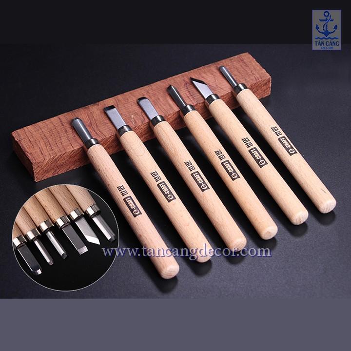 Bộ 6 Dao Tiện, Khắc Gỗ Hợp Kim