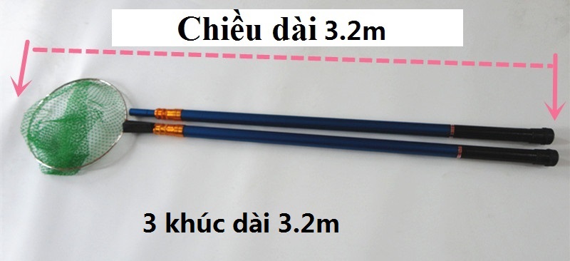 Vợt cá siêu bền, nhẹ 3m2 - Dài 3m2
