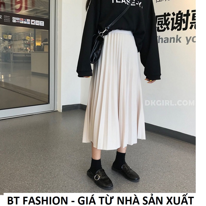 Váy Xòe Dập Ly Thời Trang BT Fashion (DÀI - Dập Ly) - VA01 - Có váy lót bên trong