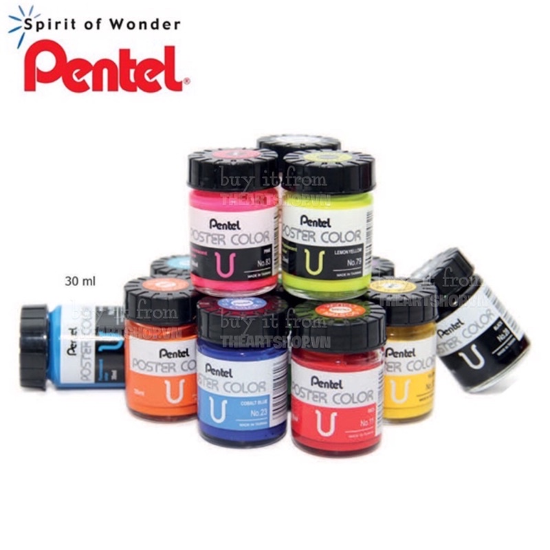 Bộ màu nước Poster PENTEL 12 màu x 30ML.