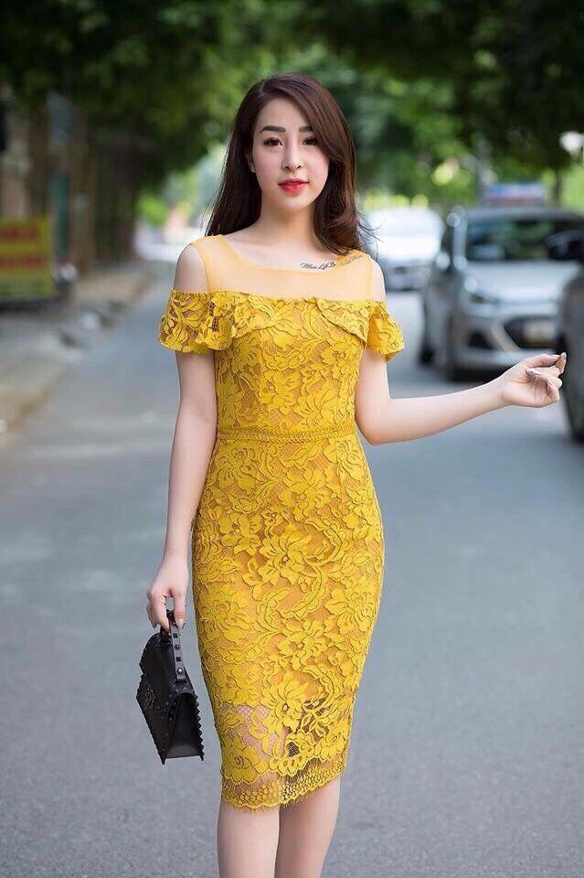 Đầm ôm ren cut out vai đô lưới V-D0KN17