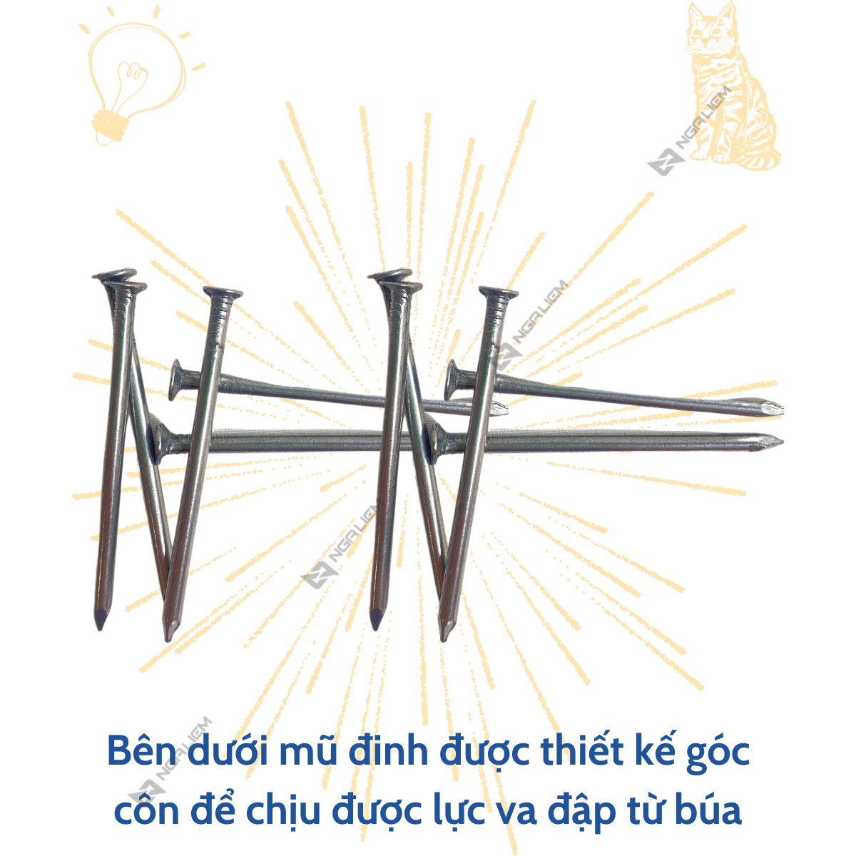 Đinh Chì Đóng Gỗ Loại Xịn Đủ Size Hàn Quốc (2cm; 2.5cm; 3cm; 4cm; 5cm; 6cm; ...; 100cm; 120cm) [Bán LẠNG]
