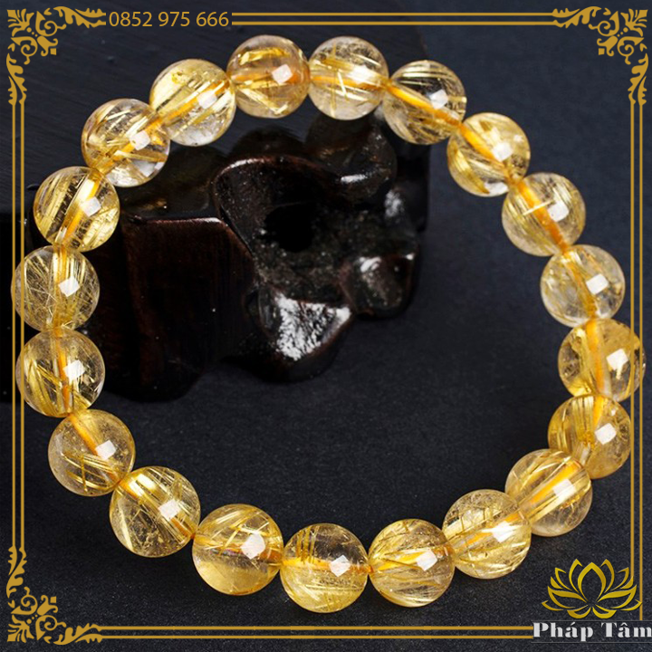 [VIP] Vòng Tay Phong Thủy Đá Thạch Anh Tóc Vàng Cao Cấp Hạt Tròn Hạng 4A - Pháp Tâm