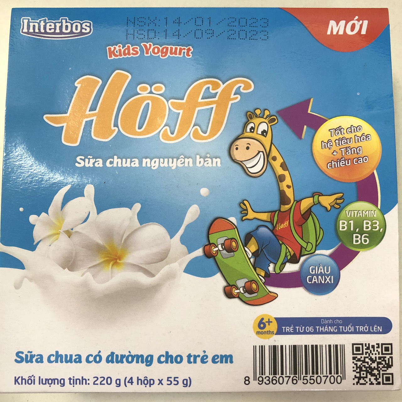 Sữa Chua trẻ em Hoff bốn vị [dâu tây , táo , nguyên bản , chuối]