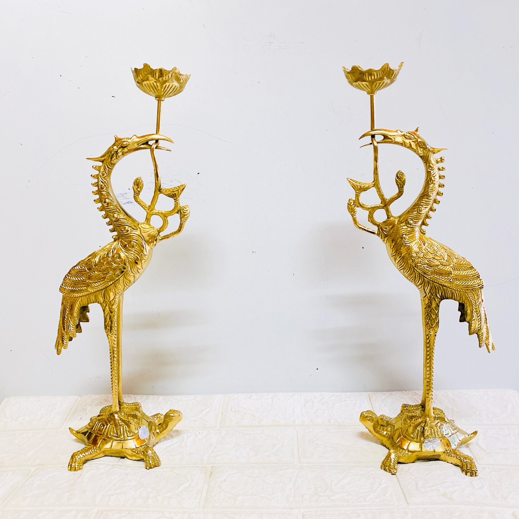 ĐÔI HẠC ĐỒNG CAO 42 CM NẶNG 3 KG CHẤT LIỆU BẰNG ĐỒNG 💯