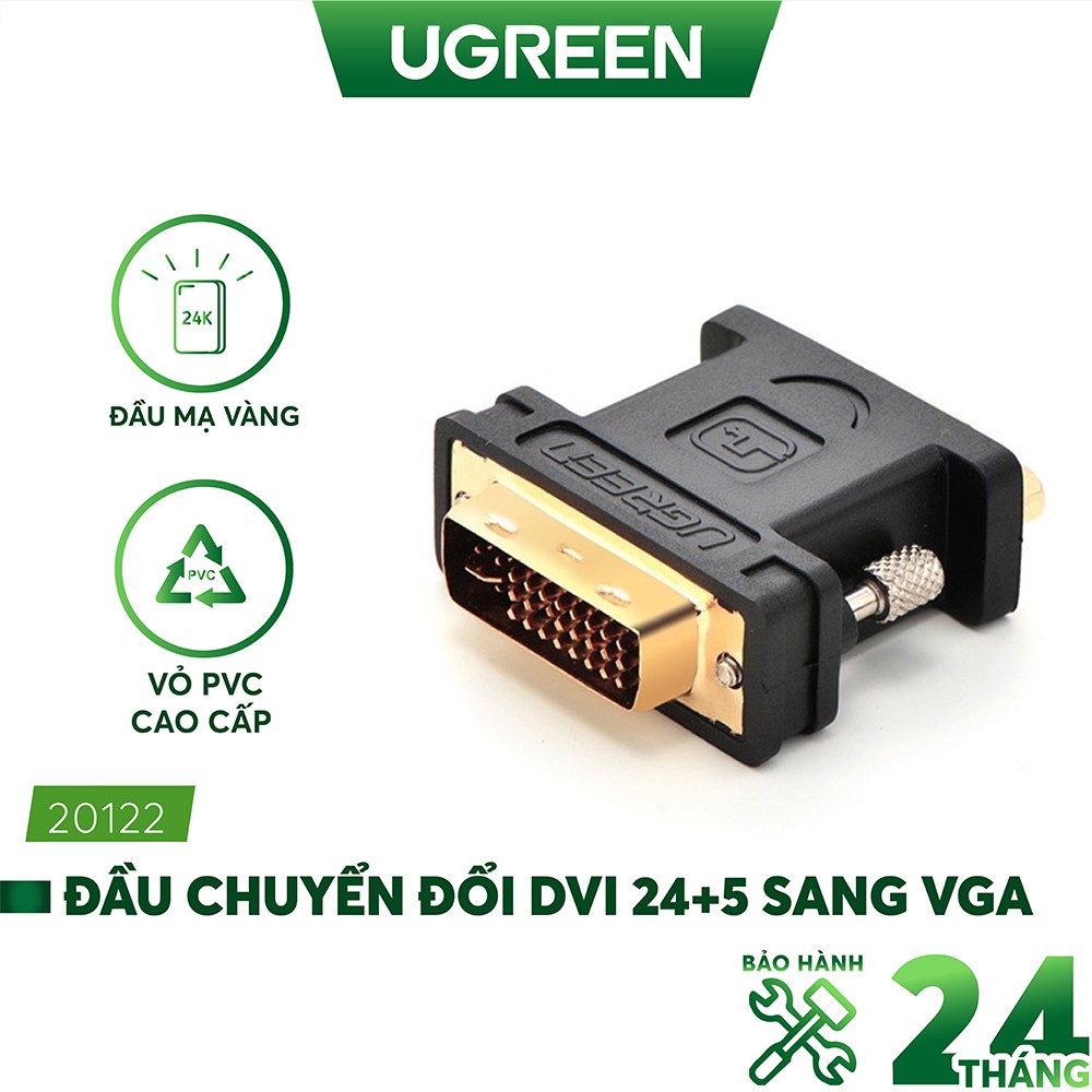 Đầu chuyển đổi dvi 24+5 to vga ugreen 20122 cao cấp