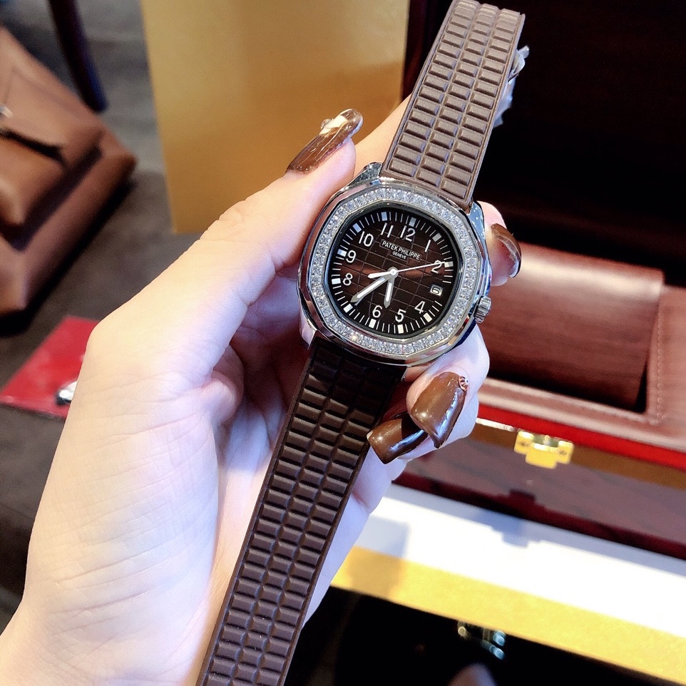 [HCM]Đồng Hồ Patek Philippe Nữ Dây Silicon Nâu Silver 35mm
