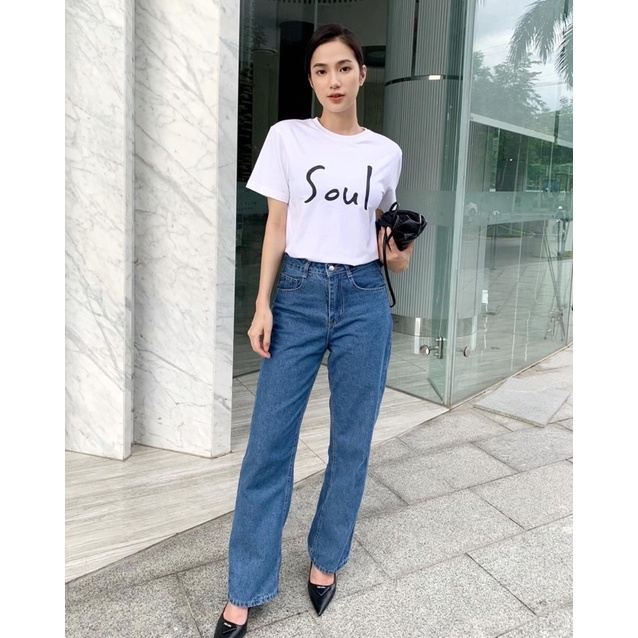 LALLA - Quần jean form suông ống đứng nữ
