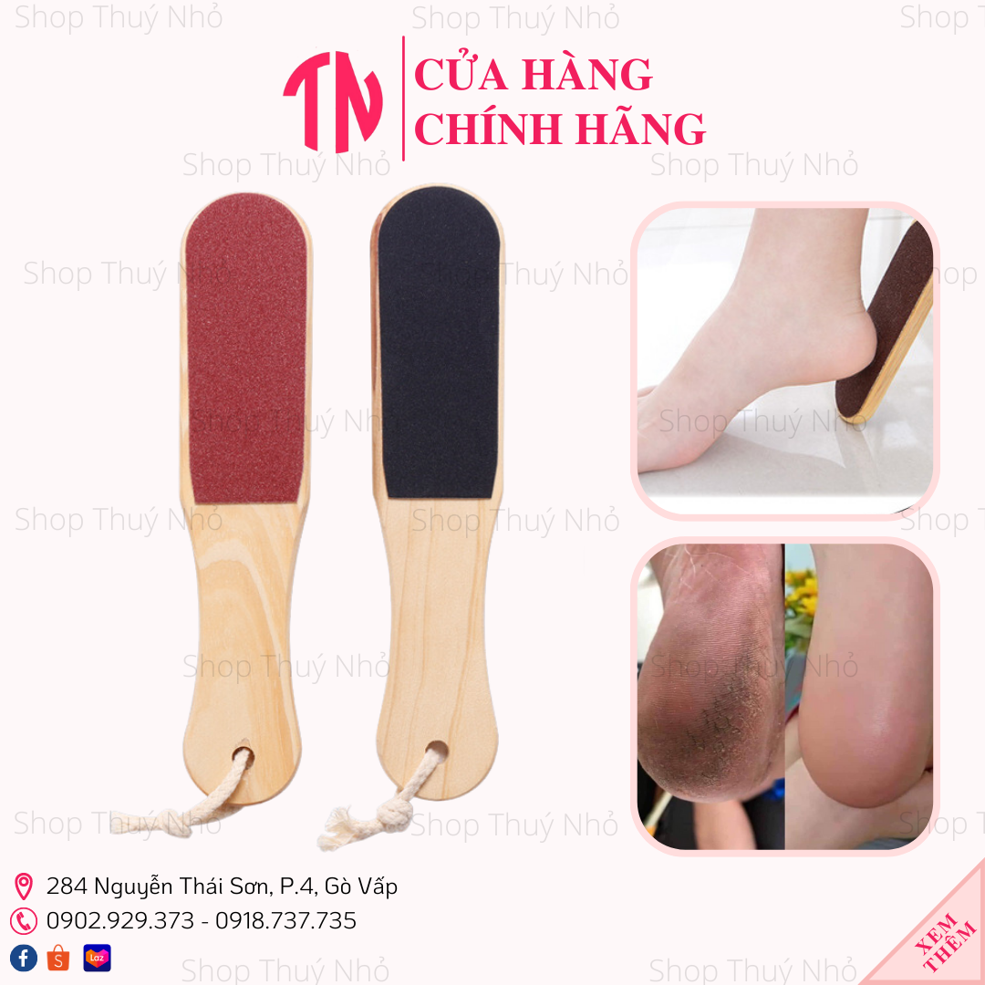 Cây chà gót, bào gót 2 mặt thô và mặt mịn gót chân cán gỗ loại bỏ các vết chai sần ở gót chân dụng cụ chuyên dụng làm nail chuyên nghiệp