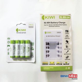Combo 4 pin sạc AA Ni - MH Kiwi 3300mAh và bộ sạc pin đa năng - hàng chính hãng thumbnail