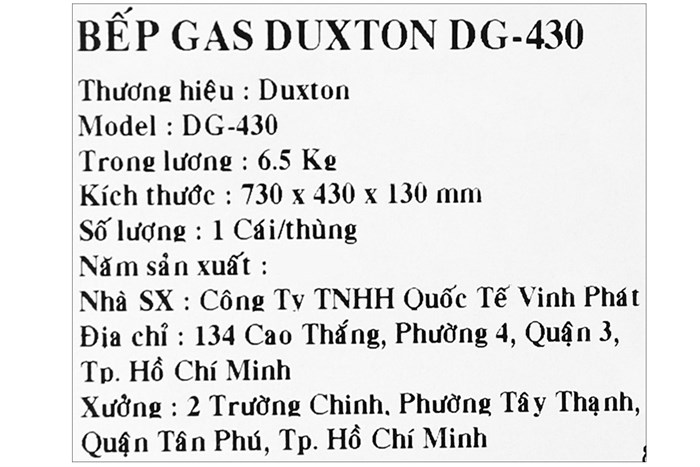 Bếp gas đôi Duxton DG-430 ( hàng trưng bày )