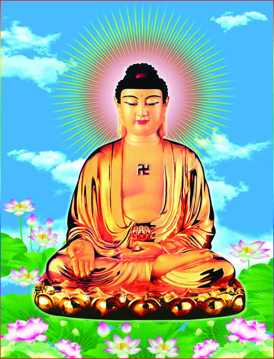 Tranh Phật Kim Sa Phật A Di Đà 40x80cm