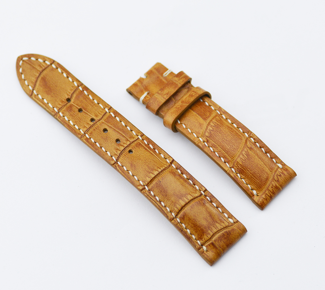 Dây da đồng hồ da bò thật 100% BO-10 KHÓA CÀI may tay thủ công Handmade