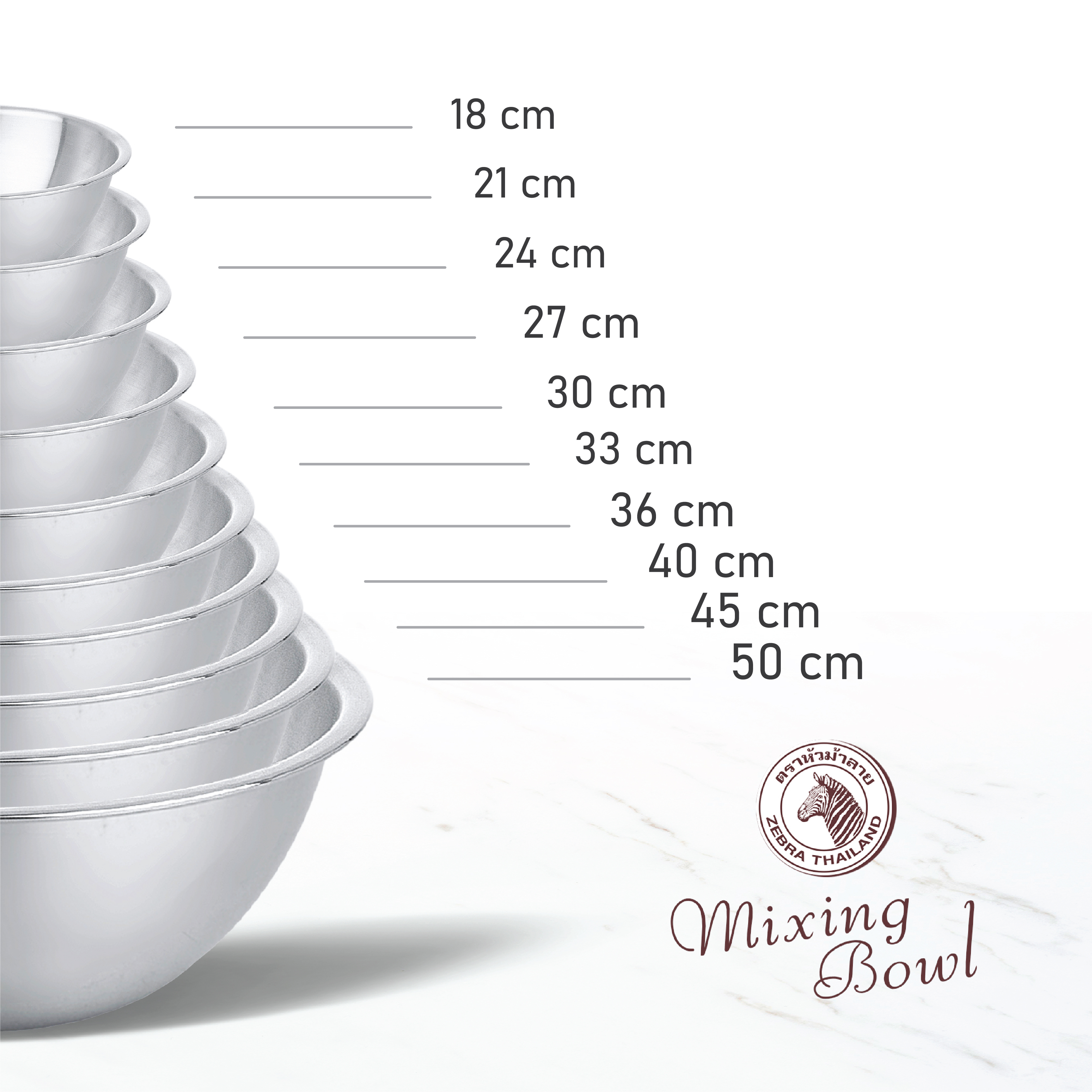 Thau Inox 304 ZEBRA Thailand (Size 18cm - 50cm)