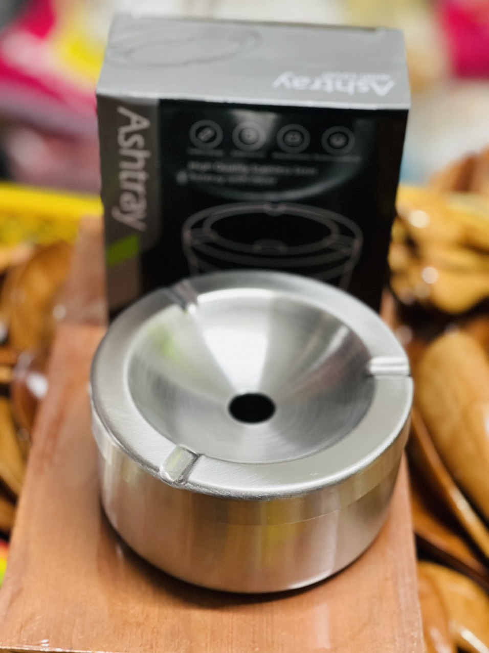 Gạt Tàn Cao Cấp (Inox vàng ĐK: 10cm; Inox trắng ĐK: 12cm) - INOX 304 loại dày