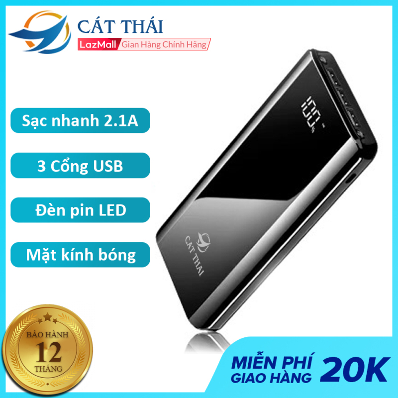 Pin sạc dự phòng Cát Thái K29 20400mAh Lithium Polymer thích hợp dùng cho các dòng điện thoại IPhone và Android Sạc nhanh 2A, 3 cổng USB, 2 đèn LED